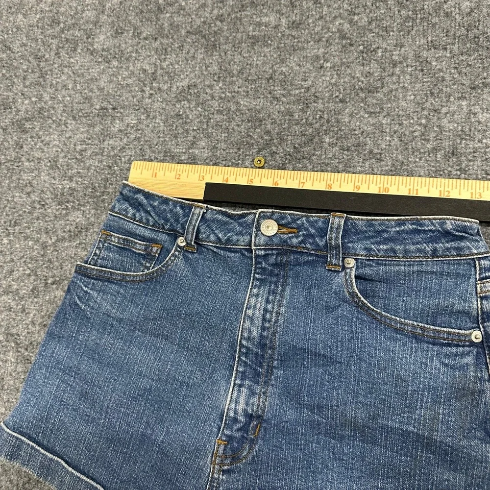 JustUSA Denim Shorts Womens Size M Blue Cuffed High Waist Stretch Casual JH600-A